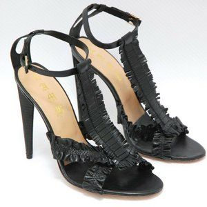 L.A.M.B. LITA RUFFLE SANDAL OPEN TOE PUMP